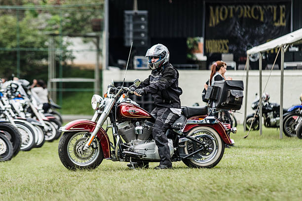 Wolin, Poland - July 19, 2014:Harley Davidson motorcycle on a field during the Motorcycle Meeting in Wolin, Poland. Harley Davidson is an American motorcycle manufacturer. Founded in Milwaukee, Wisconsin, during the first decade of the 20th century.