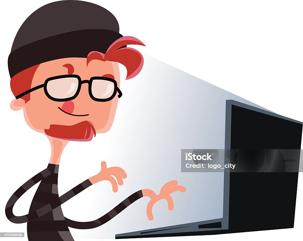 Hacker Typing On A Computer Vector Illustration Cartoon Character Stock ...