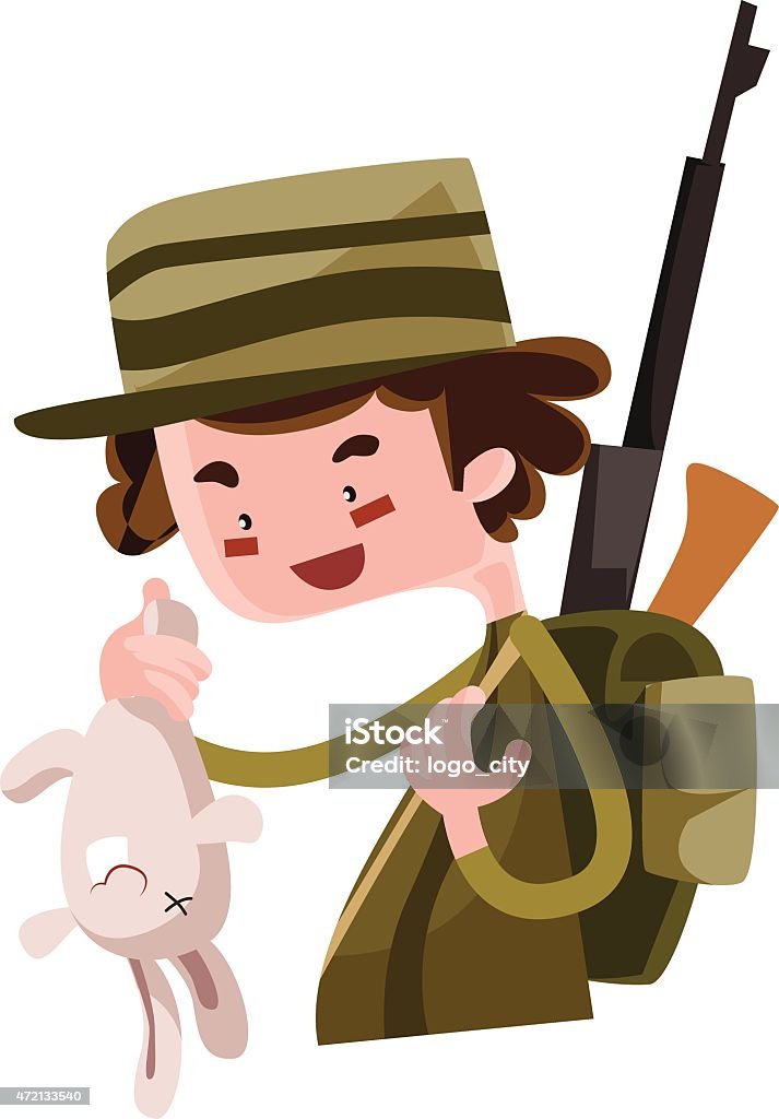 Hunter shoot wild bunny vector illustration cartoon character 2015 stock vector