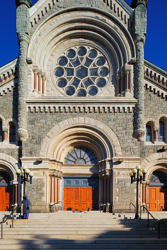 Philadelphia, USA - December 1, 2013: St. Francis Xavier Catholic Church, The Oratory Fairmount, Philadelphia, USA. Built A.D. 1839