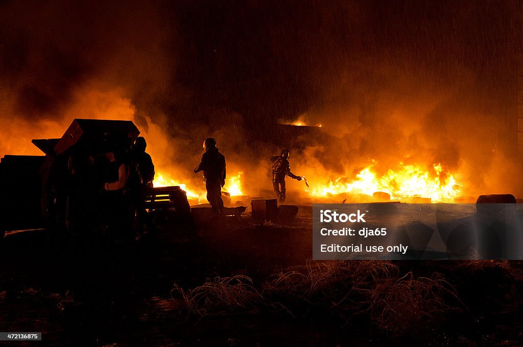 Combate de rua em Kiev, Ucrânia - Royalty-free Destruição Foto de stock