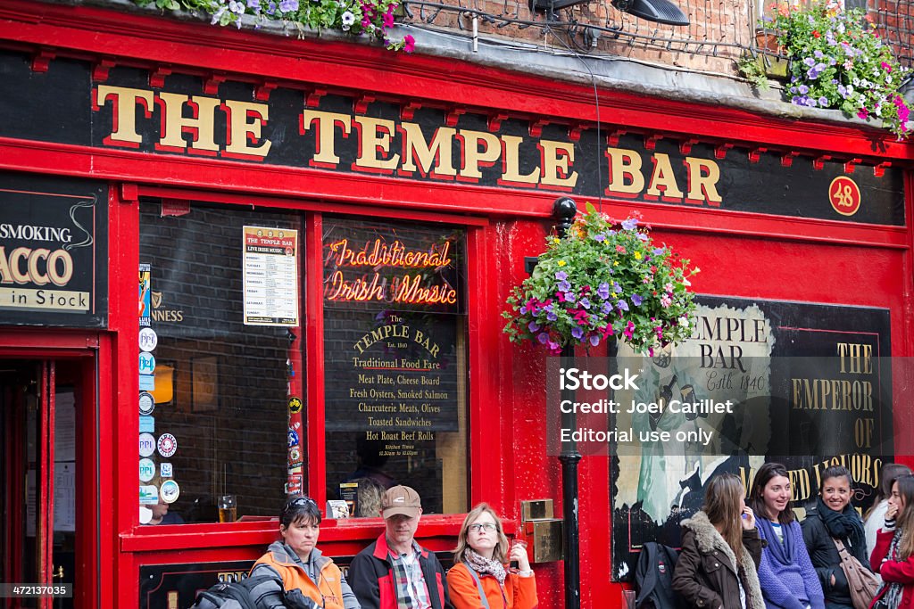 Temple Bar in Dublin Ireland Dublin, Ireland - June 2, 2013: People sit outside the famous Temple Bar, established in 1840 and located in the Temple Bar district of Dublin, Ireland. Adult Stock Photo