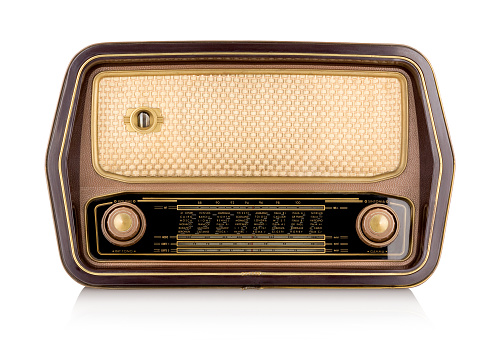 Old radio with clipping path on white background