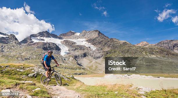 Scenic Bernina Passar A Andar De Bicicleta Suíça - Fotografias de stock e mais imagens de Alpes Europeus - Alpes Europeus, Bicicleta de montanha, Adulto