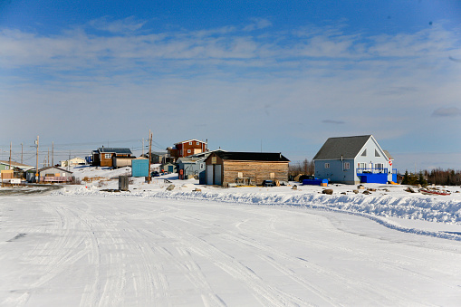 Dettah, Canada, April 2, 2011- A small First Nations village near Yellowkinfe, Northwest Territories.