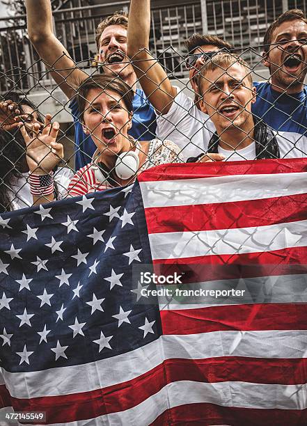 American Supporter At The Stadium Stock Photo - Download Image Now - 20-29 Years, Adolescence, Adult