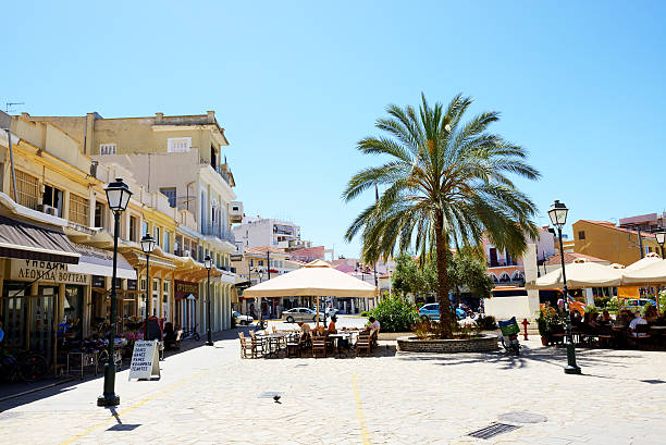 The outdoor tavern with local inhabitants and tourists stock photo