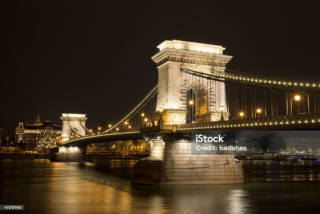 Chain Bridge Chain Bridge at night in Budapest 2015 Stock Photo