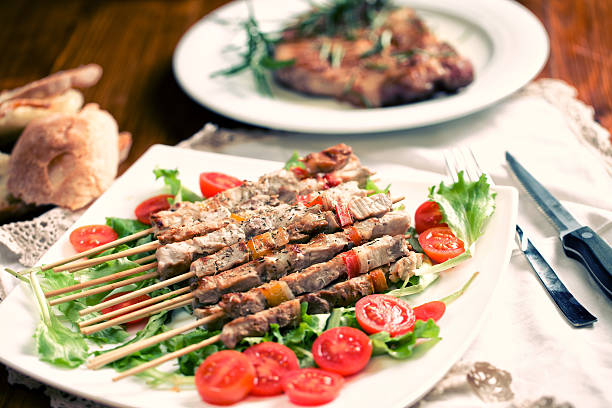 Chicken Skewered with salad