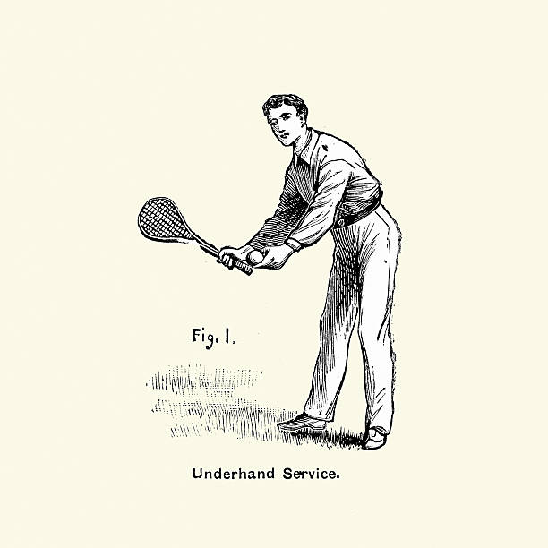 ilustrações de stock, clip art, desenhos animados e ícones de victorian jogador de ténis-transparência serviço - tennis tennis ball serving racket