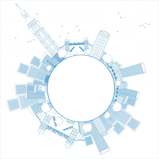istock Circle drawing of a panorama of London 472152736