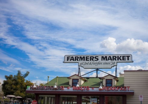 Los Angeles, USA - January 31, 2014: A photo of the Farmers Market in Los Angeles. The historic Los Angeles landmark and tourist attraction first opened in July 1934.