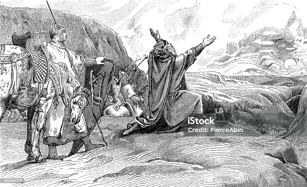 Charlemagne hält die Sonne – Antikes Illustrationen - Lizenzfrei Karl der Große - Königshaus Stock-Illustration