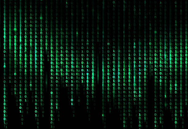 A digital abstract background with green binary code stock photo