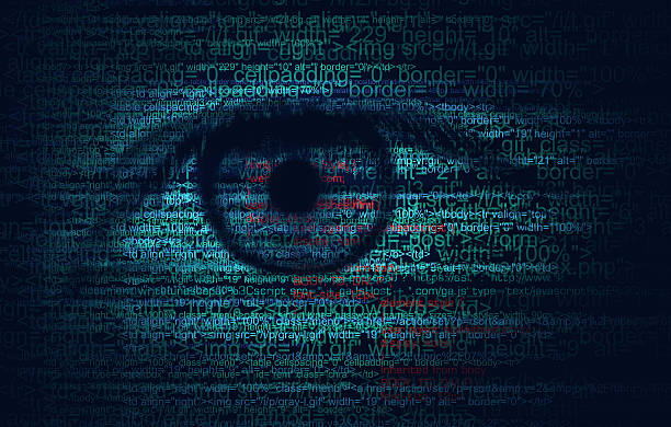Web Program Code with Human Eye -  Concept Background Web Program Code with Human Eye -  Blue concept Background technology human eye eyesight stock pictures, royalty-free photos & images