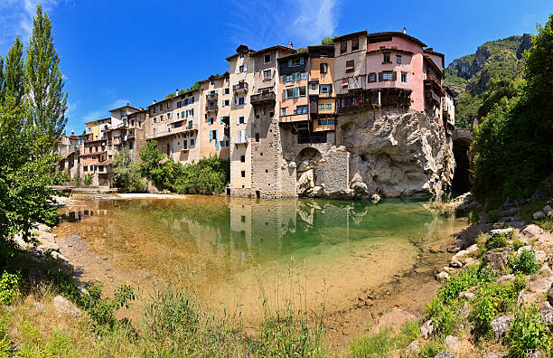 Panorama of Pont-en-Royans, small town in the Isere department in south-eastern France