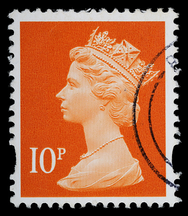 Exeter, United Kingdom - May 25, 2011: An English Used Postage Stamp showing Portrait of Queen Elizabeth 2nd, printed and issued from 1993 to 2007