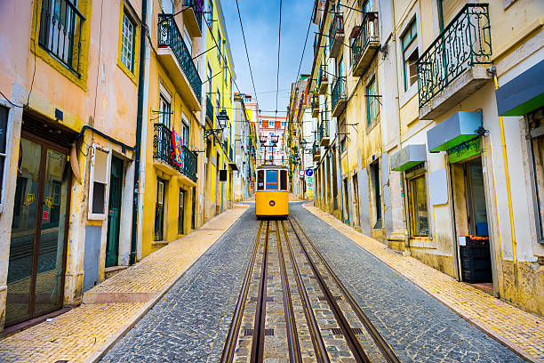 Lisbon Portugal Tram Lisbon, Portugal old town streets and tram. lisbon photos stock pictures, royalty-free photos & images