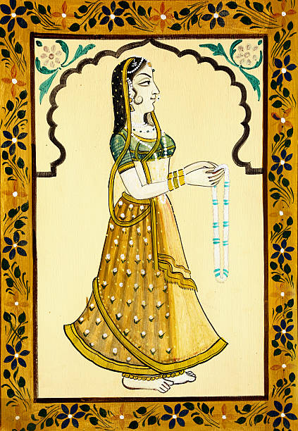 istock Indian woman painted on wall in Udaipur, India 472161093