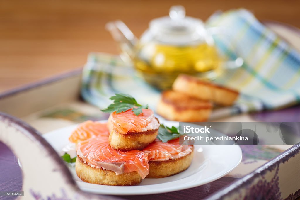 Pain frit avec saumon salé - Photo de Aliment libre de droits