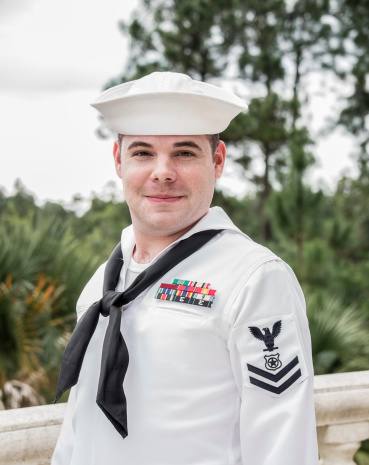 Enlisted Caucasian Sailor in Uniform