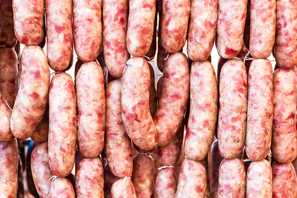 istock home made sausage hanging in line 472163875