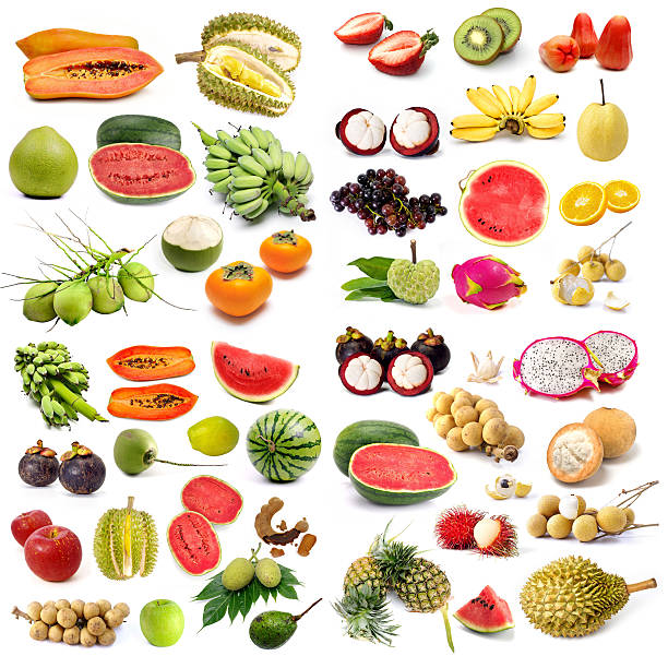 istock Set of organic fruit isolated 472164775
