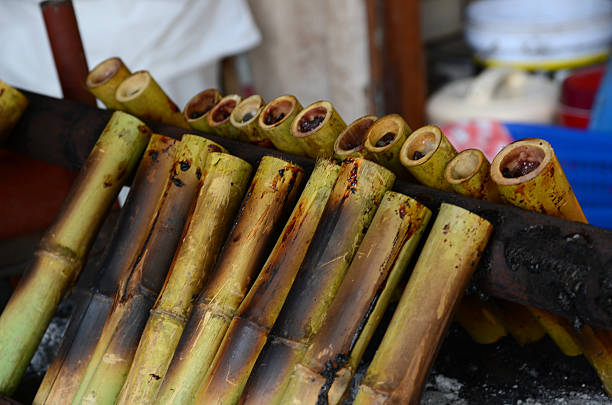 istock arrrang of glutinous rice roasted in bamboo joints,Thailand 472165709