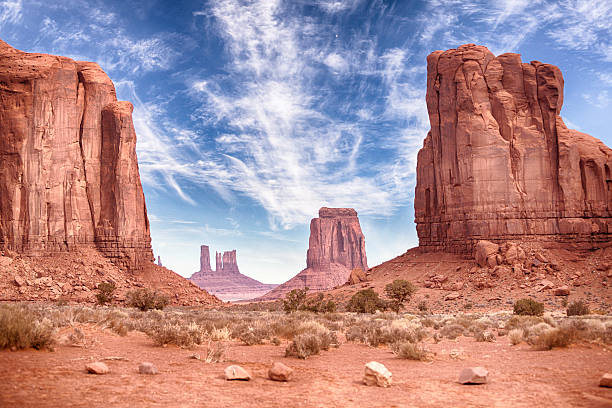 Monument Valley HDR HDR shot of red rocks of Monument Valley, Arizona monument valley tribal park photos stock pictures, royalty-free photos & images