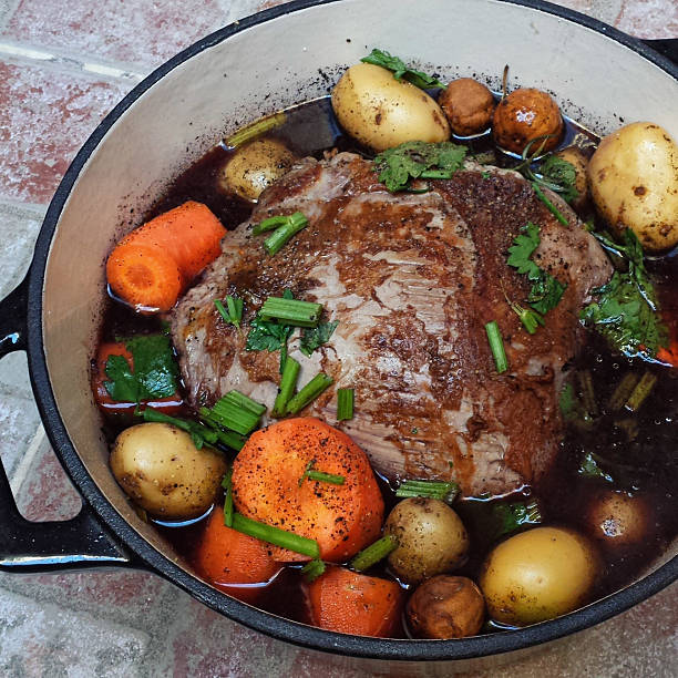 istock Braised Beef Rump Steak in wine with Vegetables 472169121