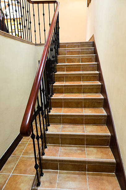 scalinata - staircase indoors wrought iron mansion foto e immagini stock