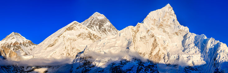 103MPix XXXXL panoramic view. Kala Patthar meaning 'black rock' in Sanskrit is a mountain in the Nepalese Himalaya. It appears as a big brown bump below the impressive south face of Pumori (7,161m / 23,494ft). Many trekkers in the region of Mount Everest will attempt to summit Kala Patthar, since it provides the most accessible point to view Mt. Everest from base camp to peak (due to the structure of Everest, the peak cannot be seen from the base camp). The views from almost anywhere on Kala Patthar of Everest, Lhotse and Nuptse are spectacular. Mount Everest (Sagarmatha) National Park.http://bhphoto.pl/IS/nepal_380.jpg