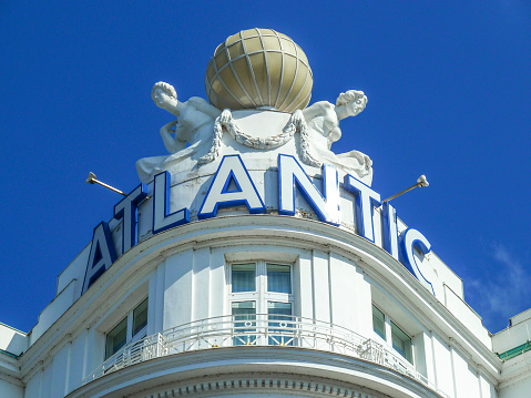 Hamburg, Germany - April 18, 2011: Logo of Hotel Atlantic is shown in Hamburg in Germany. It is one of the most known and richest hotels in Germany.