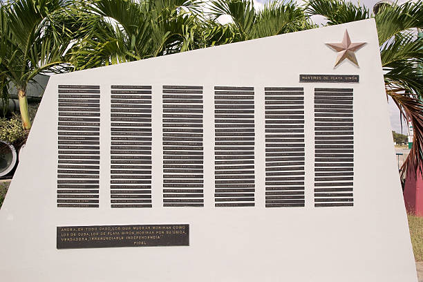 Cuba Giron, Cuba - January 5, 2014: Cuban memorial for the cuban people dead during the defense of Bay of Pigs invasion against the CIA mercenary at the Giron Museum bay of pigs invasion stock pictures, royalty-free photos & images