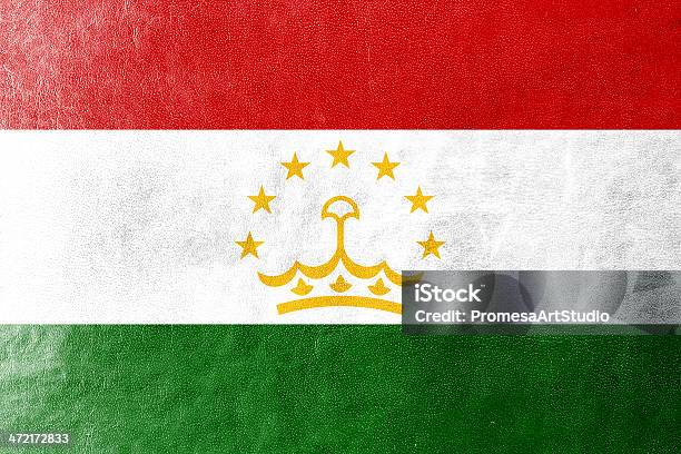 Tajikistan Flag Painted On Leather Texture Stock Photo - Download Image Now - Abstract, Asia, Backgrounds