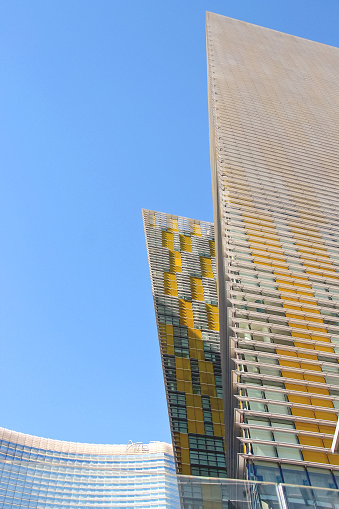 Las Vegas, Nevada, USA - October 21, 2013:  Ultramodern buildings hotels in City Center Las Vegas