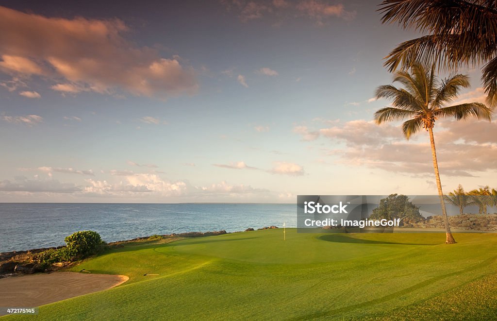 Golf Green By The Ocean A beautiful golf course by the ocean. Dominican Republic. Tropical setting. Golf Course Stock Photo