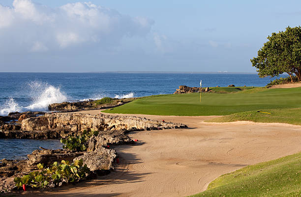 A beautiful golf course by the ocean. Dominican Republic. Tropical setting.