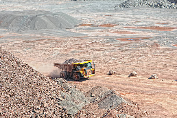 istock dumper truck on road in surface mine quarry 472175321