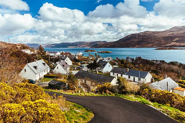 Kyle of Lochalsh on the west coast of Scotland. This small village is at the mainland side of the bridge to the isle of Skye. AdobeRGB colorspace.