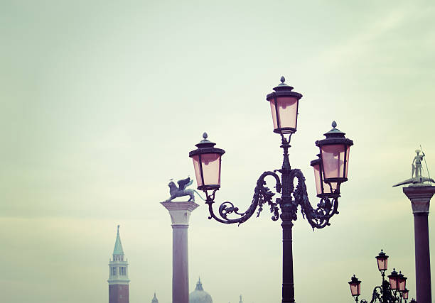 classic lamppost in Venice in vintage tone