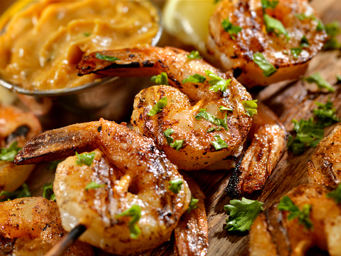Cajun Grilled Shrimp with Spicy Mayo Dipping Sauce - Photographed on Hasselblad H3D2-39mb Camera
