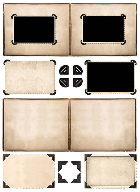 istock Photo album pages with retro style frames and corners 472185958