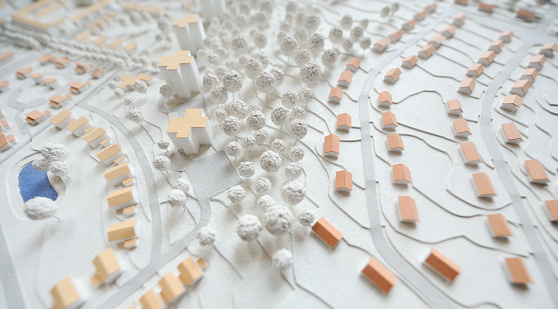 3d architectural model study of a town