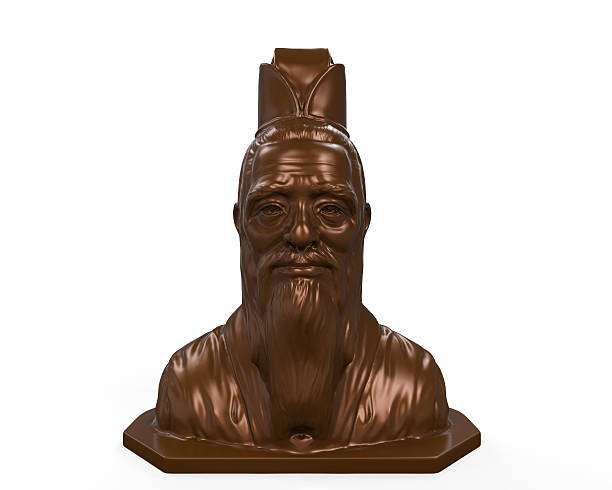 Bronze Statue of Confucius isolated on white background. 3D render