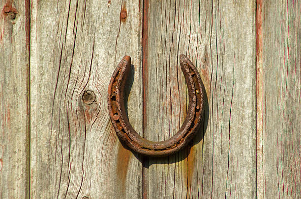 istock Horseshoe on old stable door 472194128