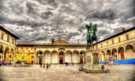 Statue of Ferdinando I de Medici on Santissima Annunziata square in Florence - Italy