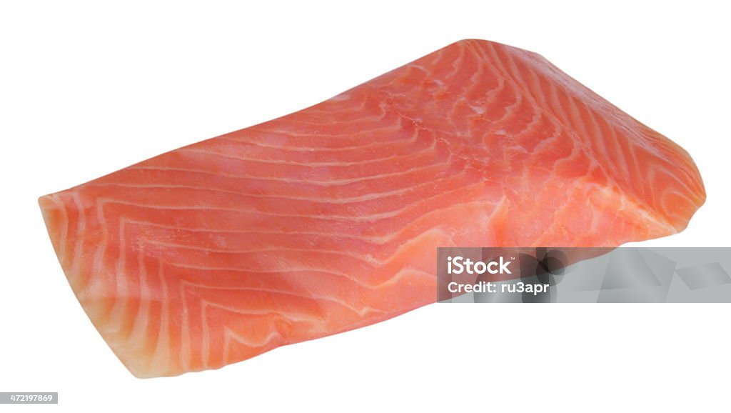 Piezas de filete de pescado rojo Aislado en blanco - Foto de stock de Parte de libre de derechos