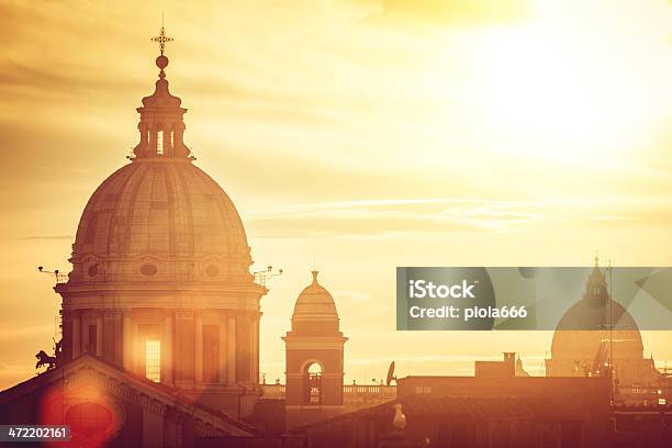 Rome Dome From Pincio Hill Stock Photo - Download Image Now - Sunset, Vatican, Rome - Italy