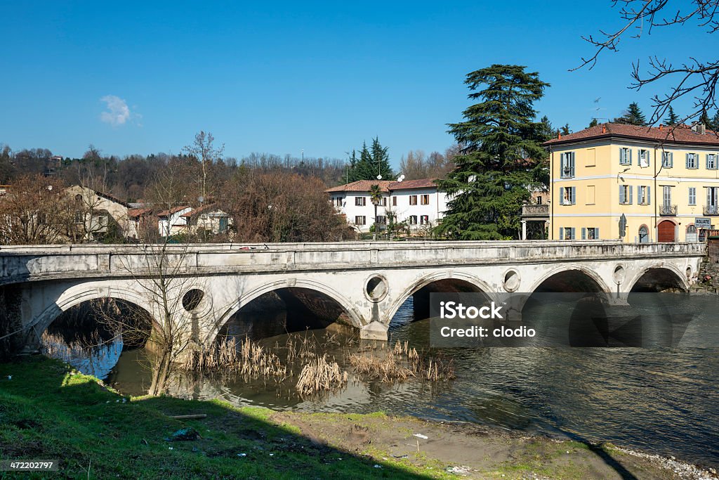 Brianza Allate Agliate Brianza (Monza, Lombardy, Italy): bridge and old houses on the Lambro river River Stock Photo